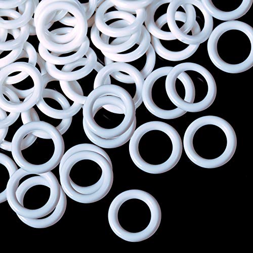Boao 100 Pieces Clear Roman Blind Curtain Rings, Plastic O-Rings for Roman Shades(13 mm,White)