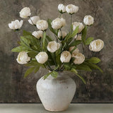 VIERENA 6 Pcs Faux Silk Peony Artificial Flowers for Vase -27", Bulk Fake Peonies Branches with Stems for DIY Bouquet Centerpieces Wedding Fillers Arrangements Shower Decorations (Cream)