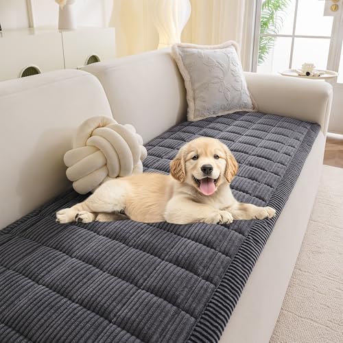 MYSKY HOME Couch Covers for Sofa, Dog Couch Cover, Sofa Covers for 3 Cushion Couch Washable, Sectional Couch Covers Pet Couch Cushion Covers Protector Non Slip Sofa Slipcover(Dark Grey,27.6" x 70.9")