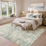 9x12 Area Rug for Living Room Washable Abstract Sage Green Carpet