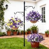 INQCMY Fake Artificial Pansy Flowers for Outdoor, Faux Silk Pansies Flower 12 Pcs Spring Summer Decoration, UV Resistant Fake Plants for Outside Planter Porch Yard Patio Home Decor(Double Purple)