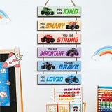 6 Pcs Racing Car Decor Kids Room Decor, Racing Car Inspirational Positive Quotes Wall Art Decor Hanging Sign for Teens Bedroom, Works of Art Made of Wood, Works of Art of Wood, Placards of Woods