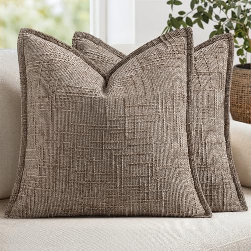 MIULEE Slubby Textured Decorative Throw Pillow Covers Taupe Grey 20x20