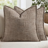 MIULEE Slubby Textured Decorative Throw Pillow Covers Taupe Grey 20x20