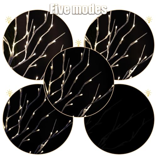 Dazzle Bright 2 Pack Lighted Birch Tree, 4 FT Total 96 LED Pre-lit Artificial Christmas Tree with Timer, Christmas Decorations Indoor Outdoor for Home Garden Party Thanksgiving Decor, Warm White