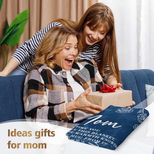 GiltGlimmer Gifts for Mom, Mom Birthday Gifts Blanket, Moms Gift for Women from Daughter Son, We Love You Present for Mother Mommy Christmas Mothers Day 80" x 60", Blue