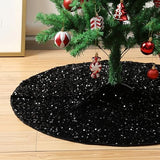 Mr. Pen- Christmas Tree Skirt, 48 inch, Black Sequin Tree Skirt | Christmas Skirt Tree