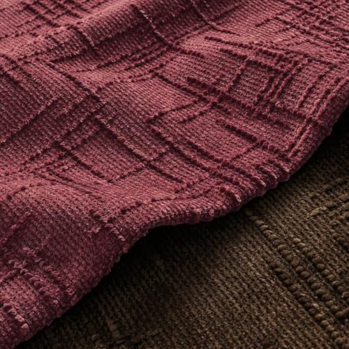 MIULEE Slubby Textured Christmas Throw Pillow Covers Burgundy 18x18