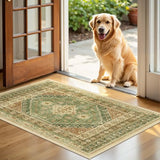 2x3 Entryway Rug Washable Rug Runner for Kitchen,Olive/Brown/Multi