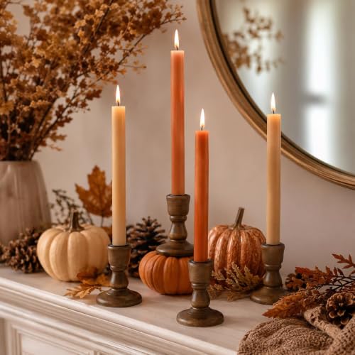 Wooden Candlestick Holders Rustic: Farmhouse Taper Candle Holder