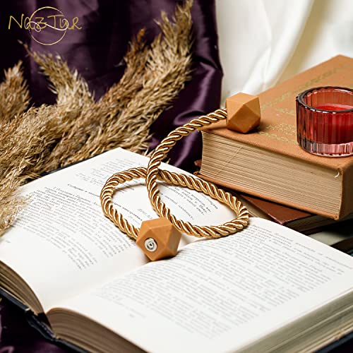 NazTur Magnetic Curtain Tiebacks- Upgrade 2022 with a Thicker Twist Rope & Strong Magnet Tieback Window Treatment Holdbacks Draperies Holders Decorative Drape Handmade Tie Back (Gold, 2)