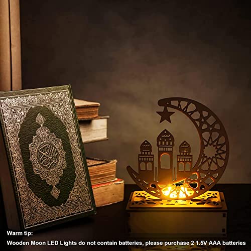 Eid Crafts Night Light Ramadan Mubarak Moon Lamp 3D Handmade LED Lights Eid Ornaments Gift for Muslims, Islamic Family Friend Home Bedroom Decor