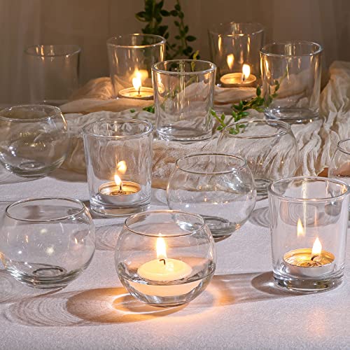 DEVI Clear Glass Votive Candle Holders, Wedding Centerpieces for Tables