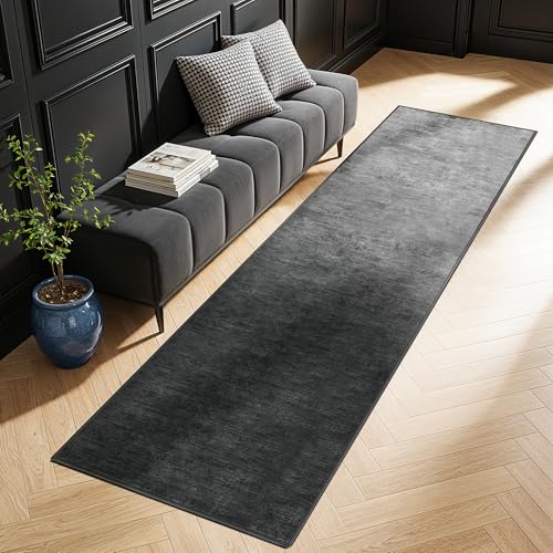 2x6 Washable Runner Rugs, Gray Stainproof Non-Slip for Hallway