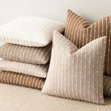 Foindtower Pack of 2 Decorative Jacquard Boucle Throw Pillow Covers Accent Textured Striped Pillowcases Soft Boho Modern Cushion for Couch Sofa Bedroom Living Room Home Decor 20x20 Inch Natural Beige