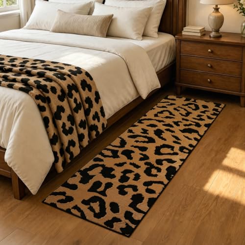 Leopard Hallway Runner Rugs 2x6: Washable Non Slip Cheetah Rug