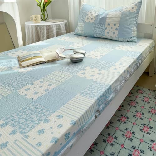Printed Zippered Futon Cover for Japanese Futon Floor Mattress, Full Size Waterproof Zipper Mattress Protector Pad Bed Cover, Super Soft Thai/Korean Sleep Mat Cover,C,120x200cm/47x79in