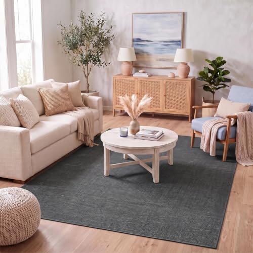 GarveeHome Washable Bedroom 4x6 Rug Modern Solid Easy Jute Area Rugs