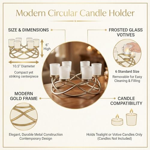 Centerpieces for Table Decor, Tealight Candle Holder, Gold/Frosted