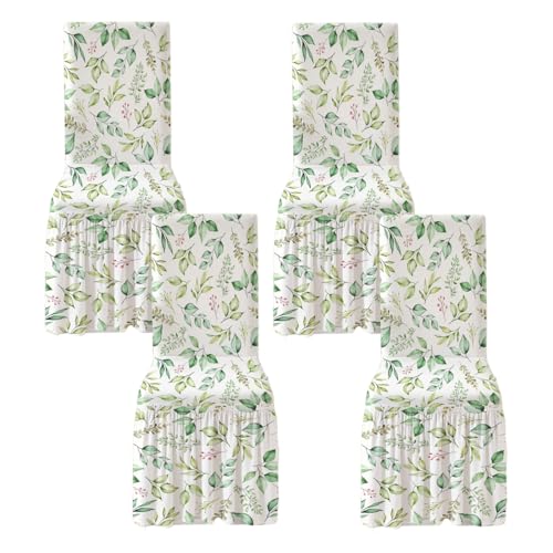 Dining Chair Covers with Skirt Stretch Dining Chair Cover with Printed Design Removable Long Ruffled Skirt Parson Chairs Slipcovers for Kitchen Banquet Wedding Set of 4 YHYT01-5