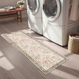 Boho Floral Birds Laundry Room Rug Runner 2x5, Washable Kitchen Runner Rug Non Skid, Soft Flower Indoor Carpet Runner for Bathroom Entrance Entryway Bedroom Dorm, Olive Green