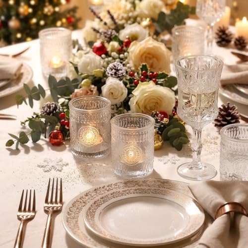 6 Pcs Clear Votive Candle Holders for Wedding, Glass Tea Lights Holder.