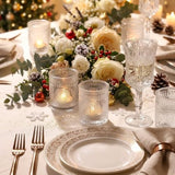 6 Pcs Clear Votive Candle Holders for Wedding, Glass Tea Lights Holder.