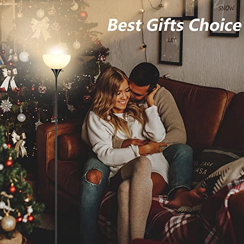 Standing Lamp, Led Floor Lamps for Living Room, Drop-Resistant White Lampshade, Rotary Switch, Industrial Metal Tall Lamp for Living Room Bedroom Study Office Kid’s Room