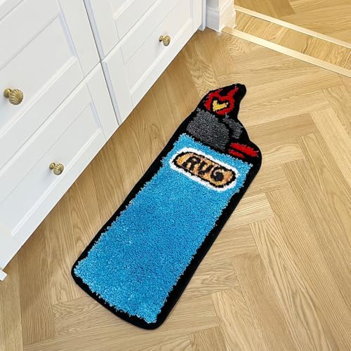 LAKEA Lighter Tufted Rug Art Rug for Bedroom Living Room Retro Rainbow Fluffy Anti-Slip Bath Bathroom Nonslip Mat Home Decor (Blue, 31.5X9.4 Inch)