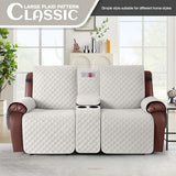 KinCam 100% Waterproof Recliner Loveseat Cover with Console X1, Recliner Couch Covers X1, Recliner Chair Covers X1(Beige White)