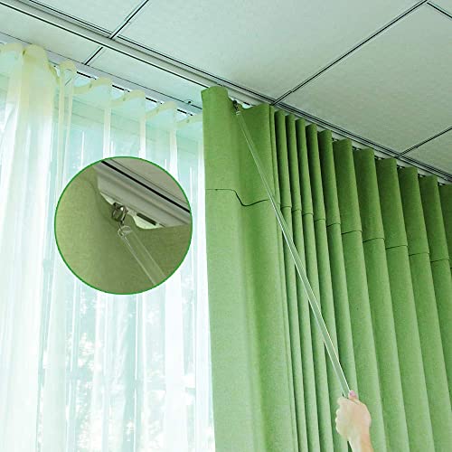 2 Pack Curtain Pull Rod with Metal Snap Invisible Clear Curtain Push Wand for Drapery and Grommet Curtains 1/2 Inch Wide (Acrylic, 40 Inch)