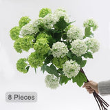 Hydrangea Artificial Flowers Fake Hydrangeas - Silk Flowers 4 Pack 28 Inch Long with 12 Real Touch Blooms, Snowball Viburnum for Wedding and Home Decor (Green)