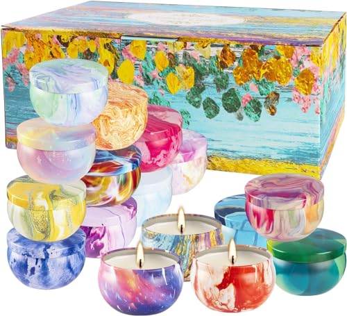 YOROXRG 16 Pack Scented Candles Gift Set - 2.5oz Strong Fragrance Natural Soy Wax Candles in Portable Travel Tin Jars - Perfect for Home Decoration and Gifting