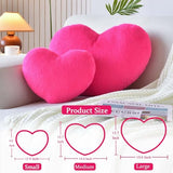 XVTRU Hot Pink Heart Pillows, Cute Heart Decorative Pillow, Heart Shaped Throw Pillows for Bed, Faux Rabbit Fur Plush Hoom Decor Pillow Cushion for Chair Sofa Living Room (Medium-15.7"x11.8")