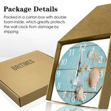 Britimes Round Wall Clock, Silent Non-Ticking Battery Operated Clock 10 Inch, Decor for Bathroom, Bedroom, Kitchen, Office or School Summer Beach Seashell