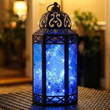 Vela Lanterns Decorative Indoor Fairy Light Candle Holder, Blue, L