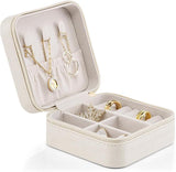 Organizer Jewelry Box - Small Travel Display Case for Girls Women Gift Rings Earrings Necklaces Storage,White