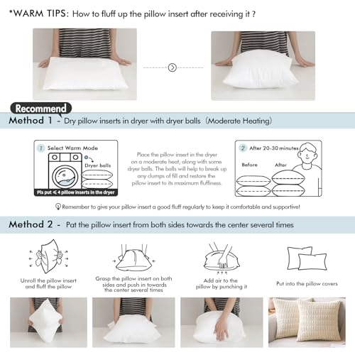 MIULEE Shredded Memory Foam Pillow Inserts, Set of 2 18x18 Premium Filling Decorative Throw Pillows, Soft Support Stuffer for Sofa Bed Living Room