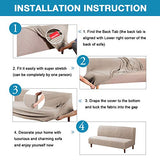 Flamingo P Stretch Armless Futon Covers - Full Queen Futon Couch Covers Slipcover - Soft Thick Jacquard Washable Sand