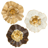 Briful 12" Gold Wall Décor Pack of 3 Metal Flower Plate Wall Art Modern Accent Hanging Wall Decorations For Home Office Bedroom Or Living Room Wall Sculptures