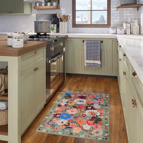 Green Washable 2x3 Entry Rug, Small Rugs for Kitchen Bathroom Door Mat