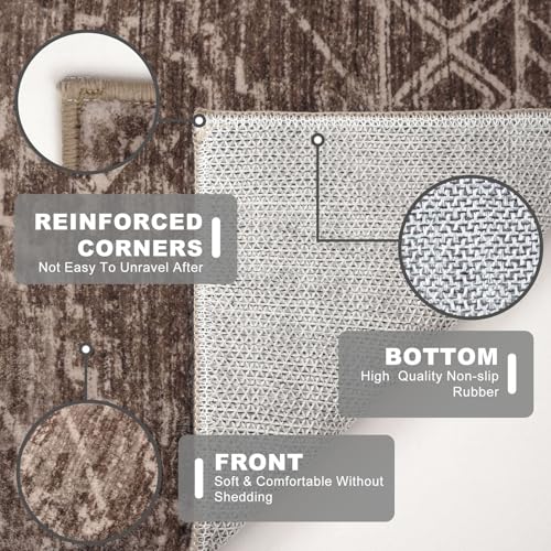 Small Area Rug 3'x5' Entryway Rug Washable Rugs, Chocolate Brown