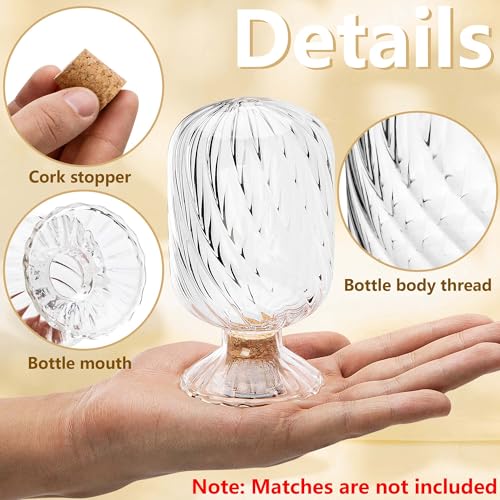 moonoom Helix Shaped Match Holder, Glass Matches Cloche for 3.5 Inch, Upside Down Match Holder Jar for Scented Candle on Dining Table Fireplace Bathroom Decoration, Not Include Matches