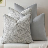 a moment Grey 4 Pack Throw Pillow Covers - Chenille & Velvet Set with Piping, Farmhouse Textured Design Pillow Cases for Couch Sofa Bed Livingroom (20x20 Inch, No Insert)