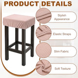uxcell 2 Pcs Seat Covers for Dining Chairs, Bar Stool Covers Stretch Chair Seat Protector Waterproof Saddle Stools Slipcover with Elastic Band for Kitchen Bar, Textured Fleece Light Pink