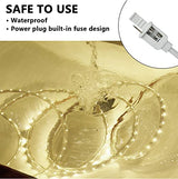 SURNIE LED Rope Lights Outdoor Waterproof Warm White, 50ft Outside Bright Lighting Cuttable Connectable Flexible 110V Cool Clear Flat 3000K, Indoor Deck Patio Christmas Camping Decor, Not Tube Rope