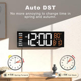 JALL 16" Large Digital Wall Clock with Remote, Big LED for Seniors, Auto Dimming, 8 RGB Colors, Night Light, Count Down Timer, Alarm, DST, Temperature for Living Room, Back to School Classroom