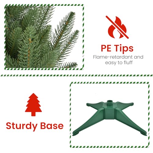 3FT Tabletop Mini Christmas Tree, Artificial Small Christmas Tree for Home, Desk, Office, and Xmas Party Holiday Décor, Easy Assembly, Pink (Green-PE)