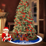 48 Inch Christmas Tree Skirt Nativity Scene Holy Family Xmas Tree Mat Jesus is the Reason for the Season Tree Skirt Pad Double Layer Round Tree Skirt for Christmas Jesus Party (Blue)