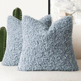 Foindtower Decorative Fuzzy Faux Fur Throw Pillow Covers 22x22 Misty Blue